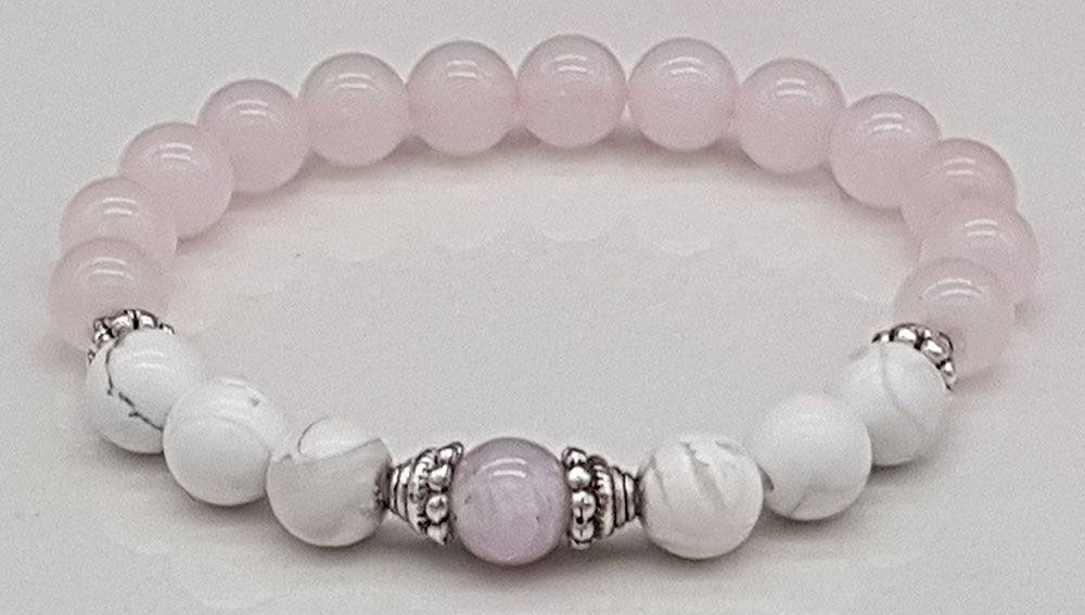 Love Attraction Bracelet with Rose Quartz, Howlite, and Kunzite